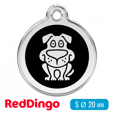 Адресник для собаки Red Dingo малый S черный с собачкой